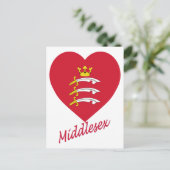 Middlesex Flag Herz mit Name Postkarte (Stehend Vorderseite)