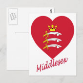 Middlesex Flag Herz mit Name Postkarte (Vorne/Hinten)