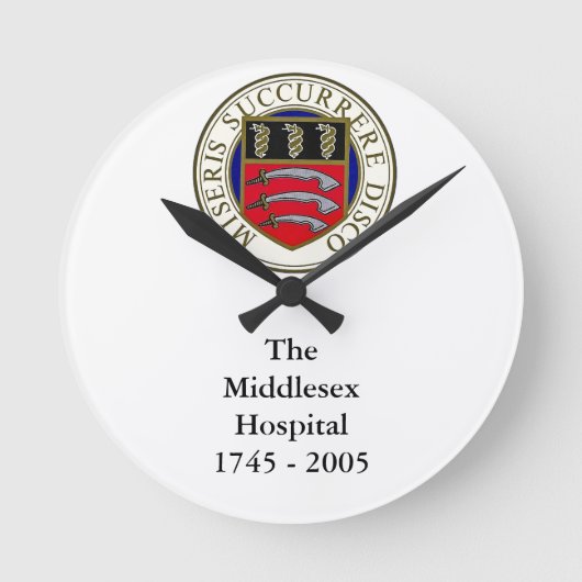 Middlesex Hospital Clock mit Wortlaut Runde Wanduhr (Vorderseite)
