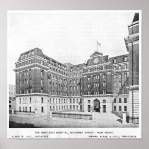Middlesex-Krankenhaus-Architektenzeichnen Poster