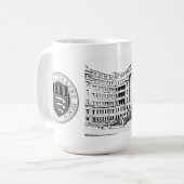 Middlesex-Krankenhaus-Tasse mit B/W Radierung u. Kaffeetasse (Vorderseite Links)