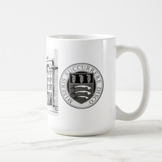 Middlesex-Krankenhaus-Tasse mit B/W Radierung u. Kaffeetasse (Rechts)