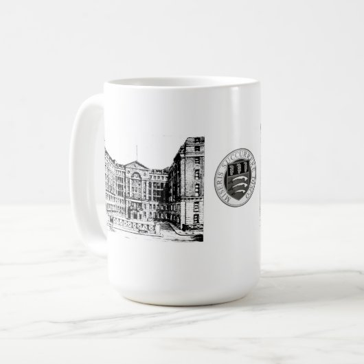 Middlesex-Krankenhaus-Tasse (Schwarzes u. Weiß) Kaffeetasse (Vorderseite Links)