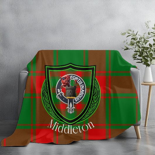 Middleton-Schottischer-Clan-Tartan-Wappen Fleecedecke