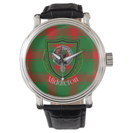 Middleton Scottish Clan Tartan & Crest Armbanduhr