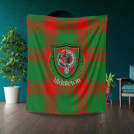 Middleton Scottish Clan Tartan Crest Fleecedecke