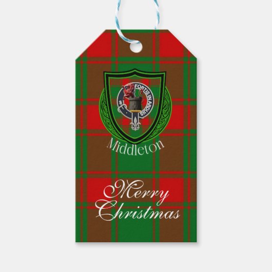 Middleton Scottish Clan Tartan & Crest Geschenkanhänger (Vorderseite)