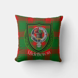 Middleton Scottish Clan Tartan & Crest Kissen