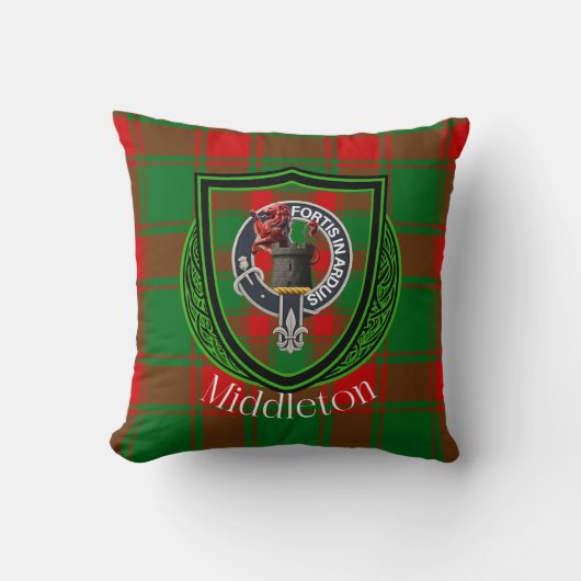 Middleton Scottish Clan Tartan & Crest Kissen (Vorderseite)