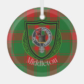 Middleton Scottish Clan Tartan & Crest Ornament Aus Glas (Vorderseite)