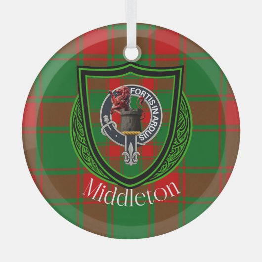 Middleton Scottish Clan Tartan & Crest Ornament Aus Glas (Vorderseite)