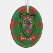 Middleton Scottish Clan Tartan & Crest Ornament Aus Glas (Vorderseite Rechts)