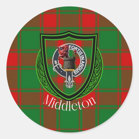 Middleton Scottish Clan Tartan & Crest Runder Aufkleber (Vorderseite)