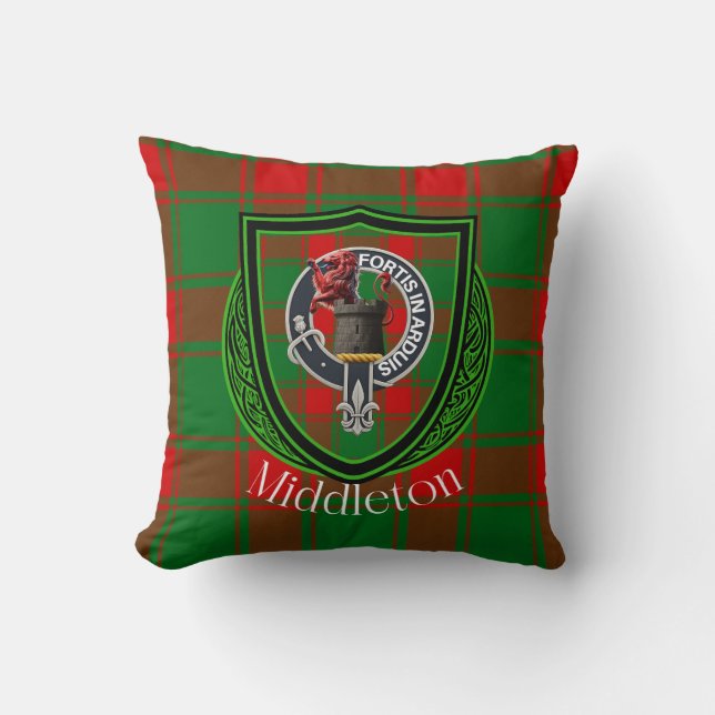 Middleton Scottish Clan Tartan & Wappen Kissen (Vorderseite)