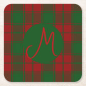 Middleton Tartan Mit Monogramm Rechteckiger Pappuntersetzer (Vorderseite)