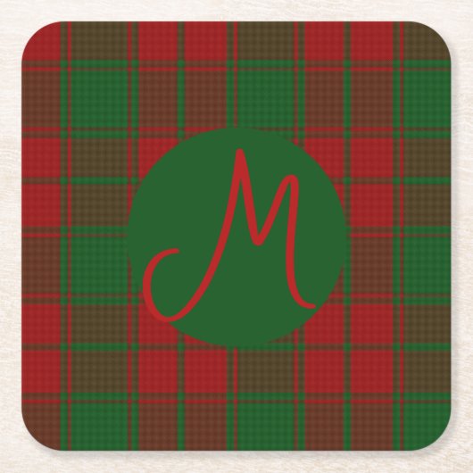 Middleton Tartan Mit Monogramm Rechteckiger Pappuntersetzer (Vorderseite)
