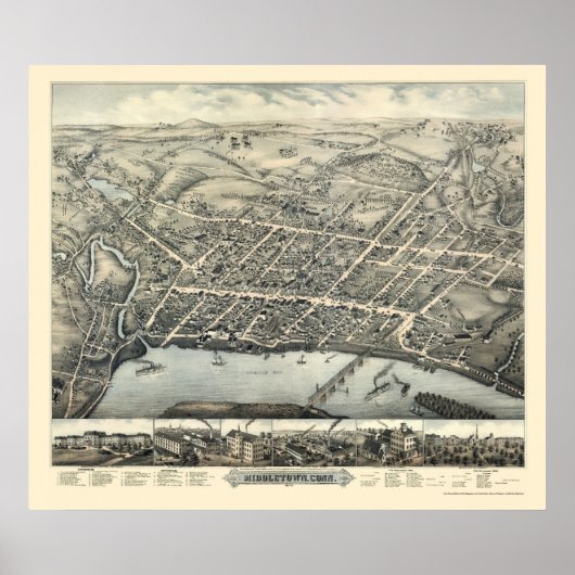 Middletown, CT Panoramic Map - 1877 Poster (Vorne)