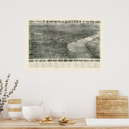 Middletown, CT Panoramic Map - 1915 Poster (Küche)