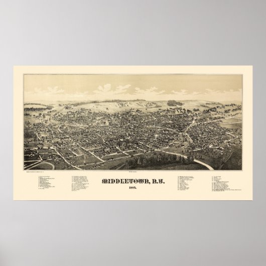 Middletown, NY Panoramic Map - 1887 Poster (Vorne)