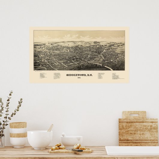 Middletown, NY Panoramic Map - 1887 Poster (Küche)