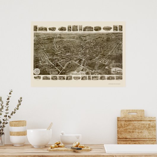 Middletown, NY Panoramic Map - 1921 Poster (Küche)