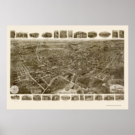 Middletown, NY Panoramic Map - 1921 Poster (Vorne)