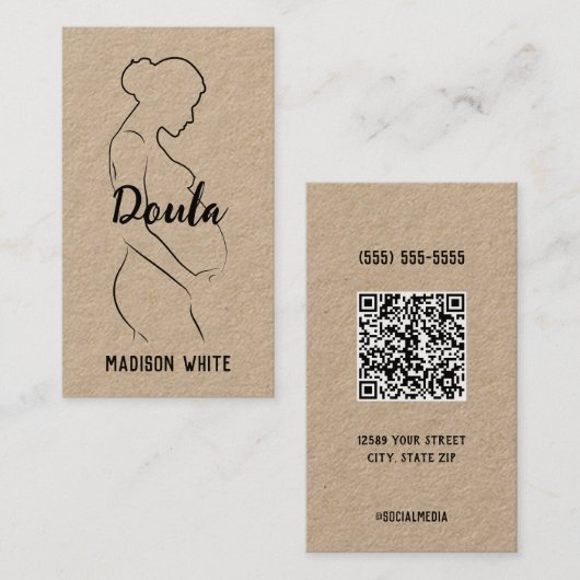 🤰 Midfrau Birth Doula Custom QR Business Card Visitenkarte (Vorne/Hinten)