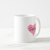 Midfrau Brushstroke Herzname Personalisiert Kaffeetasse (VorderseiteRechts)