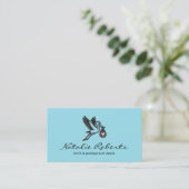 Midfrau Doula Birth Coach Stork Logo Blue Visitenkarte (Stehend Vorderseite)