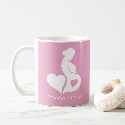 Midfrau Doula Schönes Personalisiertes Rosa Kaffeetasse (Mit Donut)