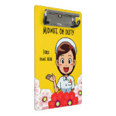 Midfrau On Duty Personalisiert Mini Clipboard Klemmbrett (Schrägansicht)