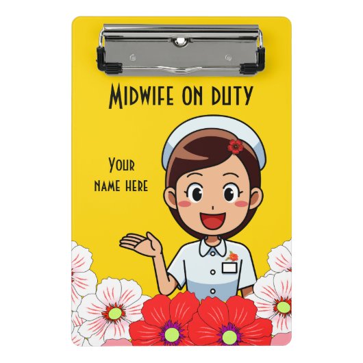 Midfrau On Duty Personalisiert Mini Clipboard Klemmbrett (Vorderseite)