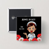 Midfrau On Duty, Square Button (Vorne & Hinten)