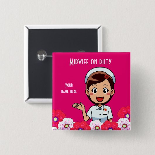 Midfrau On Duty, Square Button (Vorne & Hinten)