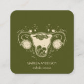Midfrau Services l Beige & Green doula Vagina Quadratische Visitenkarte (Vorderseite)