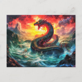 Midgard snake in the norhtern sea Viking mythology Postkarte