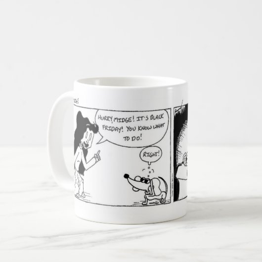 Midge "Black Friday" Comic Tasse (Vorderseite Links)