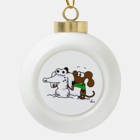 Midge Snowdog Bauble Ornament (Vorderseite)