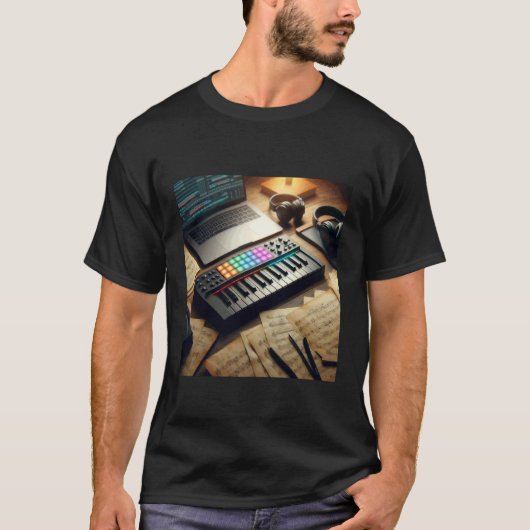 MIDI-Tastaturcontroller - Synthesizer Retro T-Shirt (Vorderseite)