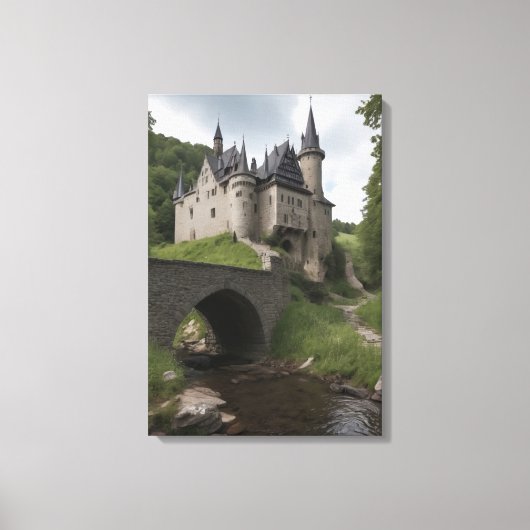 Midieval Castle by a Stream Leinwanddruck (Vorderseite)