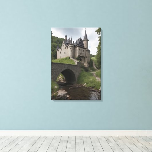 Midieval Castle by a Stream Leinwanddruck (Insitu (Holzboden))