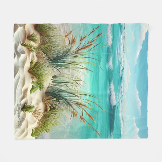 MidJourney AI Seashore Scene Fleece Blanket (Vorderseite (Horizontal))