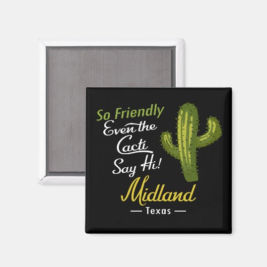 Midland Cactus Funny Retro Magnet (Vorderseite/Rückseite)
