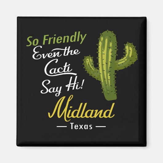 Midland Cactus Funny Retro Magnet (Vorne)
