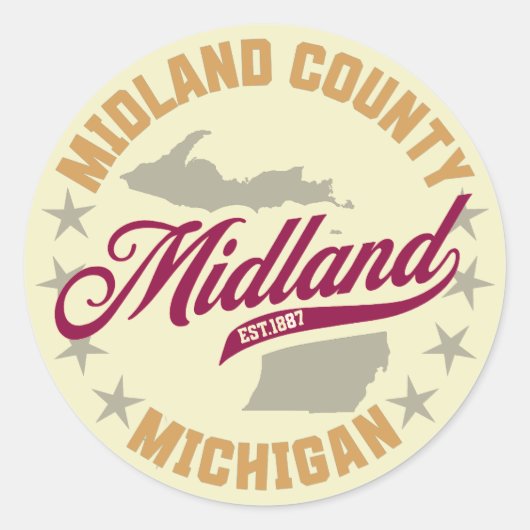 Midland, Michigan Runder Aufkleber (Vorderseite)