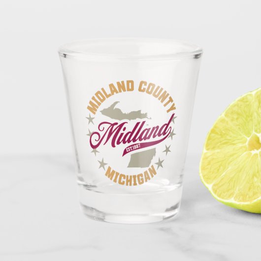 Midland, Michigan Schnapsglas (Vorderseite)