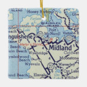 Midland ON Vintag Map Keramikornament (Vorderseite)