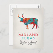 Midland Texas Colorful Longhorn Postkarte (Vorne/Hinten)