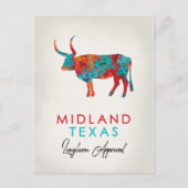 Midland Texas Colorful Longhorn Postkarte (Vorderseite)