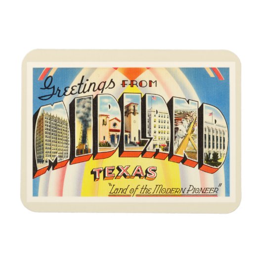 Midland Texas TX Old Vintage Travel Souvenir Magnet (Horizontal)